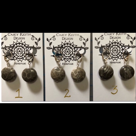 Fossilized Coral Earrings - Picture 5 of 8